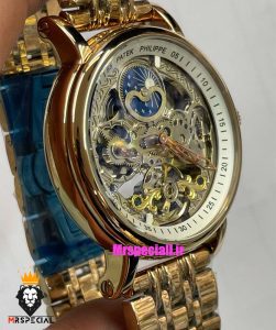 ساعت پتک فیلیپ مردانه اتوماتیک بند استیل رزگلد صفحه اسکلتون Patek Philippe 0880