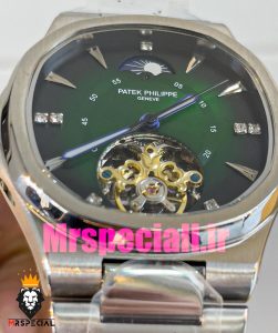 ساعت پتک فیلیپ مردانه مدل ناتیلوس اتومات استیل صفحه سبز Patek Philippe NUATILOS 020879