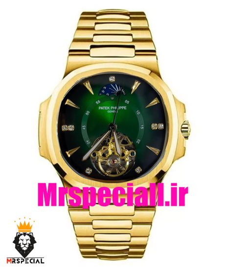 ساعت پتک فیلیپ مردانه مدل ناتیلوس اتومات طلایی صفحه سبز Patek Philippe NUATILOS 020878