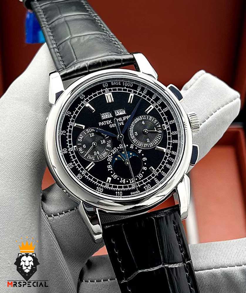 ساعت مردانه پتک فیلیپ دی دیت اتوماتیک بند چرم مشکی صفحه مشکی Patek Philippe Day Date 0998