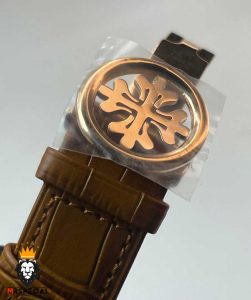 ساعت مردانه پتک فیلیپ دی دیت اتوماتیک رزگلد بند چرم قهوه ای صفحه سفید 0997 Patek Philippe Day Date