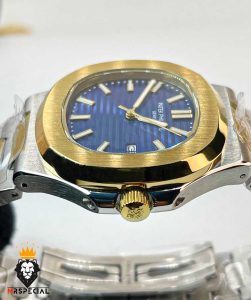 ساعت مردانه پتک فیلیپ ناتیلوس کوارتز دورنگ طلایی صفحه ابی Patek Philippe nuatilos 9852