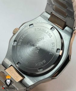 ساعت مچی مردانه پتک فیلیپ موتور کوارتز دورنگ رزگلد صفحه ابی Patek Philippe NUATILOS 01213