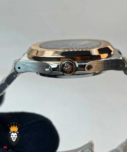 ساعت مچی مردانه پتک فیلیپ موتور کوارتز دورنگ رزگلد صفحه ابی Patek Philippe NUATILOS 01213