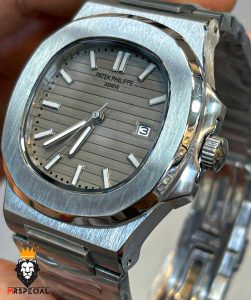 ساعت مچی مردانه پتک فیلیپ کوارتز استیل صفحه طوسی Patek Philippe NUATILOS 01038