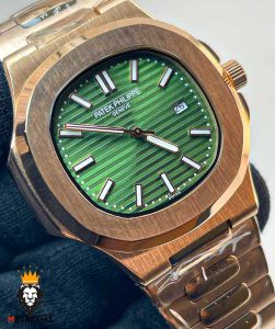 ساعت مچی مردانه پتک فیلیپ کوارتز رزگلد صفحه سبز Patek Philippe NUATILOS 01210