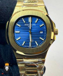 ساعت مچی مردانه پتک فیلیپ کوارتز طلایی صفحه ابی Patek Philippe NUATILOS 01212