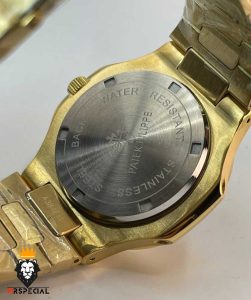 ساعت مچی مردانه پتک فیلیپ کوارتز طلایی صفحه ابی Patek Philippe NUATILOS 01212