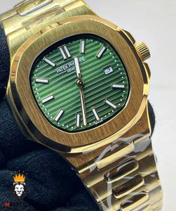 ساعت مچی مردانه پتک فیلیپ کوارتز طلایی صفحه سبز Patek Philippe NUATILOS 01211