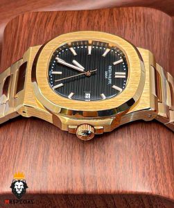 ساعت مچی مردانه پتک فیلیپ ناتیلوس رزگلد صفحه مشکی Patek Philippe NUATILOS 9652
