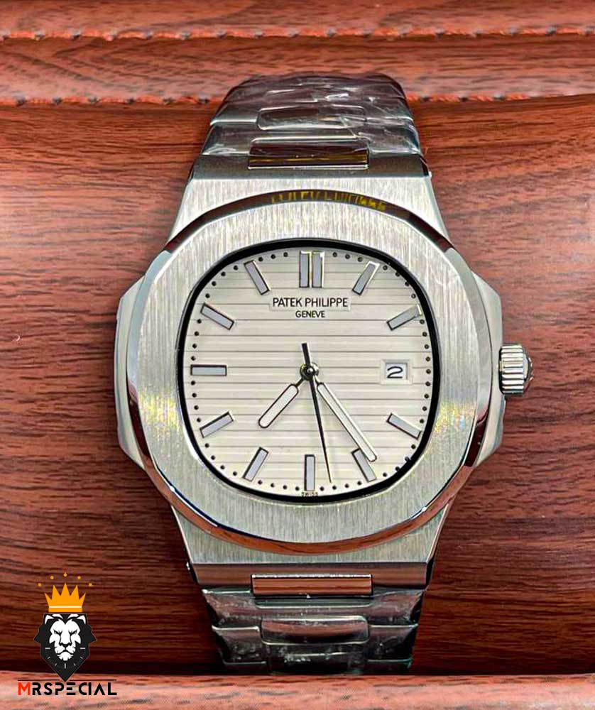 ساعت مچی مردانه پتک فیلیپ ناتیلوس کوارتز استیل صفحه سفید Patek Philippe NUATILOS 9653