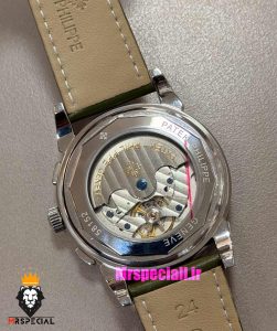 ساعت پتک فیلیپ مردانه دی دیت اتوماتیک بند چرم سبز صفحه سبز Patek Philippe Perpetual Calendar 021573