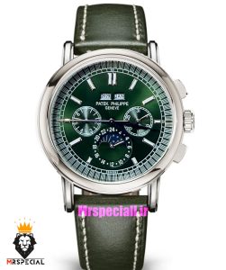 ساعت پتک فیلیپ مردانه دی دیت اتوماتیک بند چرم سبز صفحه سبز Patek Philippe Perpetual Calendar 021573