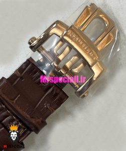ساعت پتک فیلیپ ناتیلوس مردانه اتوماتیک رزگلد بند چرم قهوه ای صفحه طوسی Patek Philippe NUATILOS 021383