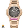 ساعت پتک فیلیپ زنانه مدل ناتیلوس کوارتز رزگلد قاب نگین صفحه طوسی Patek Philippe NUATILOS 021269