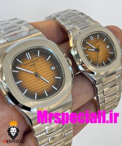 ساعت ست پتک فیلیپ ناتیلوس کوارتز استیل صفحه نارنجی مشکی Patek Philippe NUATILOS 020754 