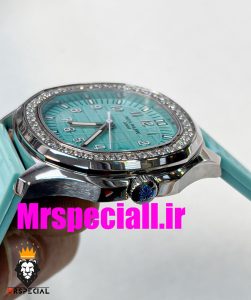 ساعت پتک فیلیپ زنانه اکوانات تیفانی قاب نگین 020701 Patek Philippe Aquanaut