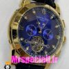 ساعت پتک فیلیپ مردانه بند چرم توربیلون اتوماتیک طلایی صفحه ابی Patek Philippe 020813