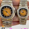 ساعت ست پتک فیلیپ ناتیلوس کوارتز استیل صفحه نارنجی مشکی Patek Philippe NUATILOS 020754