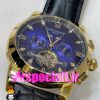 ساعت پتک فیلیپ مردانه بند چرم توربیلون اتوماتیک طلایی صفحه ابی Patek Philippe 020813