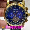 ساعت پتک فیلیپ مردانه بند چرم توربیلون اتوماتیک طلایی صفحه ابی Patek Philippe 020813