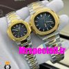 ساعت ست پتک فیلیپ ناتیلوس کوارتز دورنگ طلایی صفحه سورمه ای Patek Philippe NUATILOS 020744