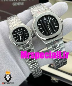 ساعت ست پتک فیلیپ ناتیلوس کوارتز استیل صفحه مشکی Patek Philippe NUATILOS 020743