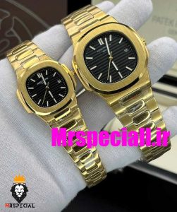 ساعت ست پتک فیلیپ ناتیلوس کوارتز طلایی صفحه مشکی Patek Philippe NUATILOS 020741 