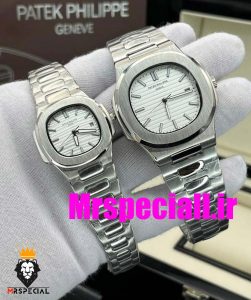 ساعت ست مردانه و زنانه پتک فیلیپ کوارتز استیل صفحه سفید Patek Philippe NUATILOS 01674