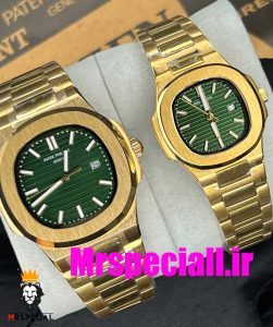 ساعت ست پتک فیلیپ ناتیلوس کوارتز طلایی صفحه سبز Patek Philippe NUATILOS 020741