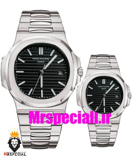 ساعت ست پتک فیلیپ ناتیلوس کوارتز استیل صفحه مشکی Patek Philippe NUATILOS 020743