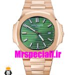 ساعت مچی مردانه پتک فیلیپ موتور کوارتز رزگلد صفحه سبز Patek Philippe NUATILOS 01210