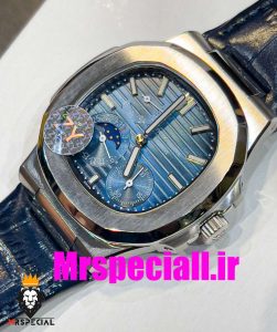 ساعت پتک فیلیپ ناتیلوس مردانه اتوماتیک بند چرم صفحه ابی Patek Philippe NUATILOS 020695