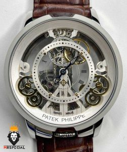 ساعت مردانه پتک فیلیپ اسکلتون اتوماتیک چرم قهوه ای Patek Philippe Luxury 01253
