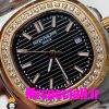 ساعت پتک فیلیپ زنانه کوارتز قاب نگین دورنگ رزگلد صفحه مشکی Patek Philippe NUATILOS 020767