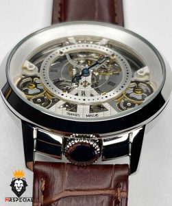 ساعت مردانه پتک فیلیپ اسکلتون اتوماتیک چرم قهوه ای Patek Philippe Luxury 01253