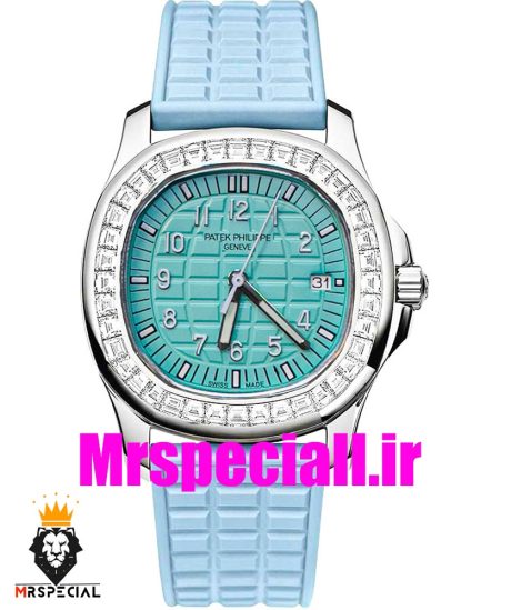 ساعت پتک فیلیپ زنانه اکوانات تیفانی قاب نگین 020701 Patek Philippe Aquanaut