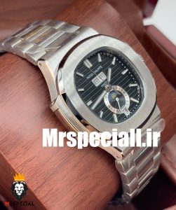 ساعت مردانه پتک فیلیپ ناتیلوس دی دیت اتوماتیک استیل صفحه مشکی Patek Philippe NUATILOS 0954