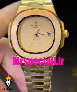 ساعت پتک فیلیپ مردانه ناتیلوس کوارتز طلایی صفحه طلایی Patek Philippe NUATILOS 020769