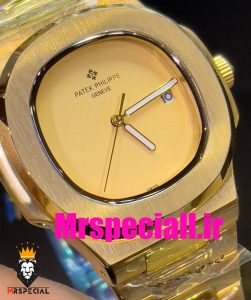 ساعت پتک فیلیپ مردانه ناتیلوس کوارتز طلایی صفحه طلایی Patek Philippe NUATILOS 020769