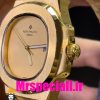 ساعت پتک فیلیپ مردانه ناتیلوس کوارتز طلایی صفحه طلایی Patek Philippe NUATILOS 020769
