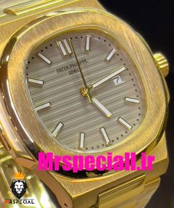 ساعت پتک فیلیپ مردانه ناتیلوس کوارتز طلایی صفحه طوسی Patek Philippe NUATILOS 020770