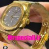 ساعت پتک فیلیپ مردانه ناتیلوس کوارتز طلایی صفحه طوسی Patek Philippe NUATILOS 020770