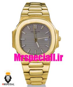 ساعت پتک فیلیپ مردانه ناتیلوس کوارتز طلایی صفحه طوسی Patek Philippe NUATILOS 020770