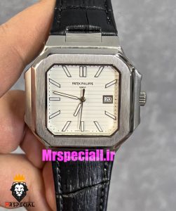 ساعت مچی مردانه پتک فیلیپ کوبیتوس کوارتز بند چرم صفحه سفید Patek Philippe CUBITUS 021029 