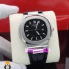 ساعت پتک فیلیپ مردانه مدل ناتیلوس کوارتز بند چرم مشکی صفحه مشکی Patek Philippe NUATILOS 021183