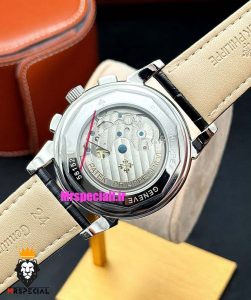 ساعت مچی مردانه پتک فیلیپ دی دیت اتوماتیک بند چرم صفحه سفید Patek Philippe Perpetual Calendar 021241