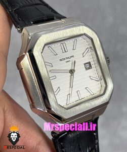 ساعت مچی مردانه پتک فیلیپ کوبیتوس کوارتز بند چرم صفحه سفید Patek Philippe CUBITUS 021029 