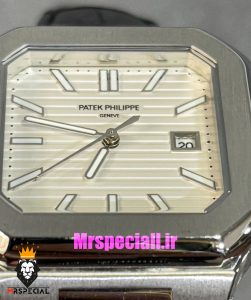 ساعت مچی مردانه پتک فیلیپ کوبیتوس کوارتز بند چرم صفحه سفید Patek Philippe CUBITUS 021029 