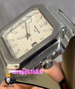 ساعت مچی مردانه پتک فیلیپ کوبیتوس کوارتز بند چرم صفحه سفید Patek Philippe CUBITUS 021029 